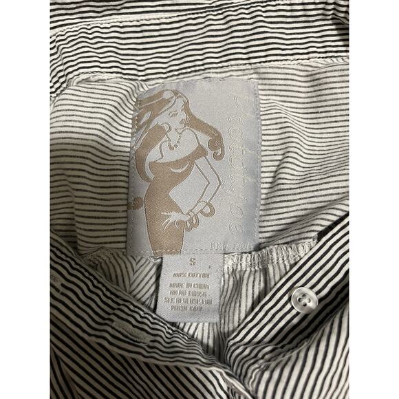 Prototype New York Black White Pin Strip Long Sleeve Blouse Size Small - Picture 2 of 7